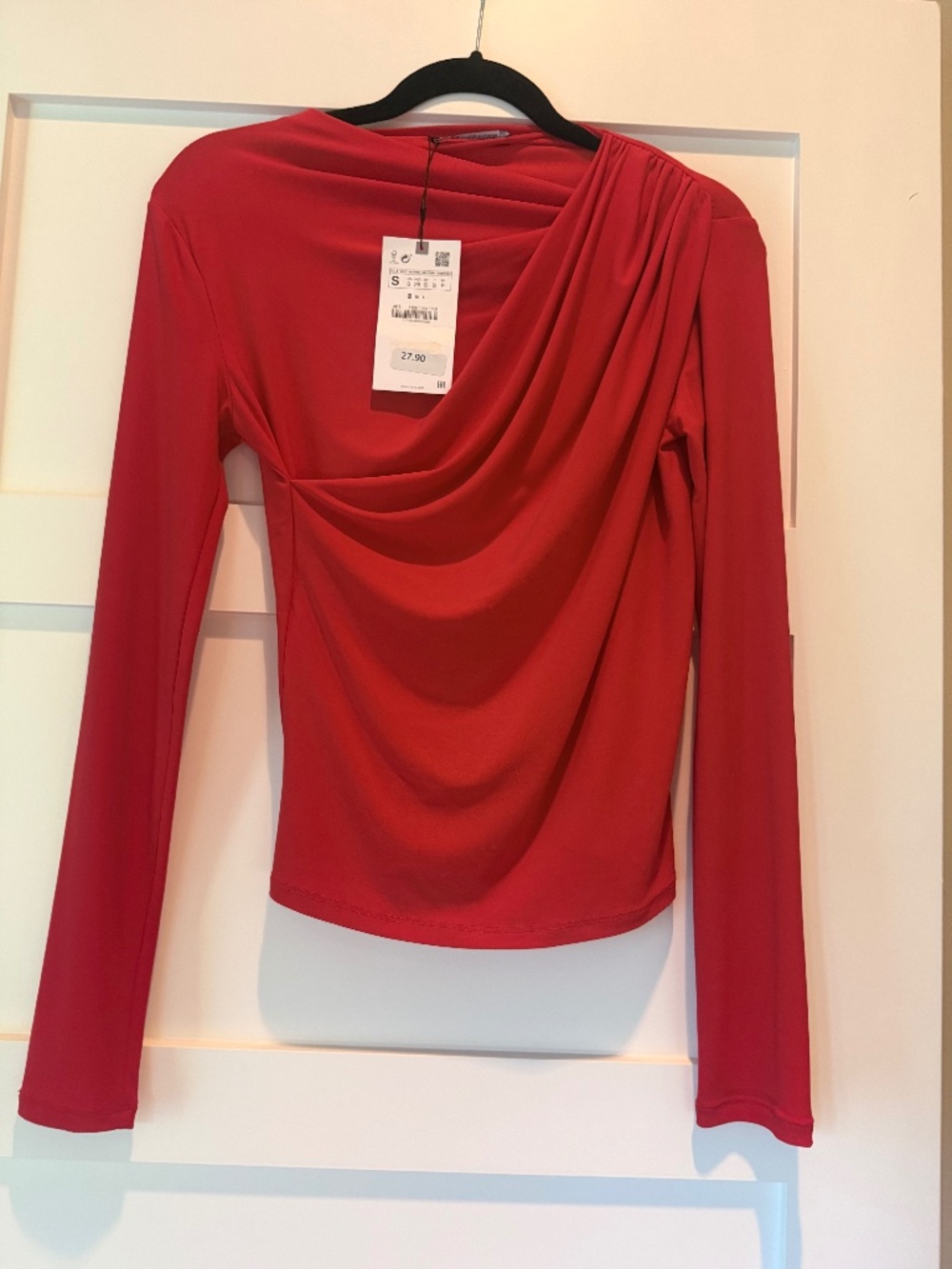 Zara Red Draped Front Blouse